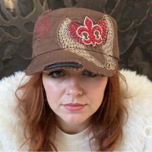 Brown Embroidered Cap